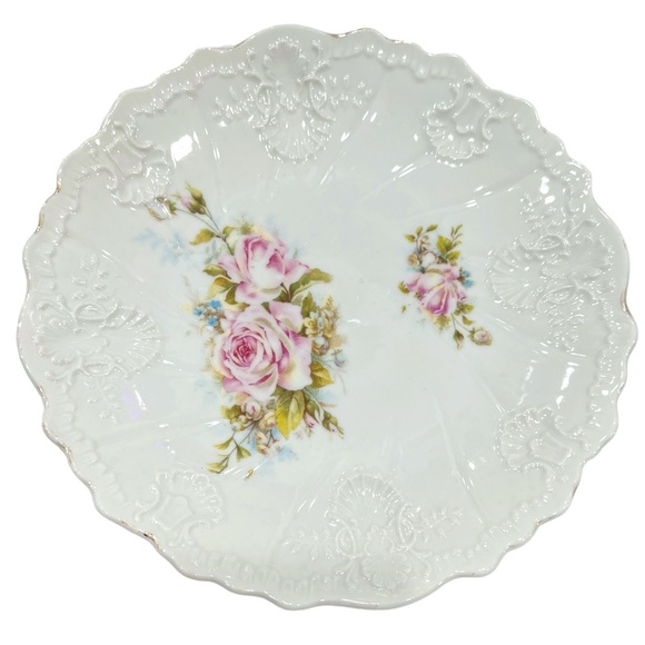 VINTAGE ROSE FLORAL & GOLD CHINA PLATES - SET OF 3 - Picture 3 of 16